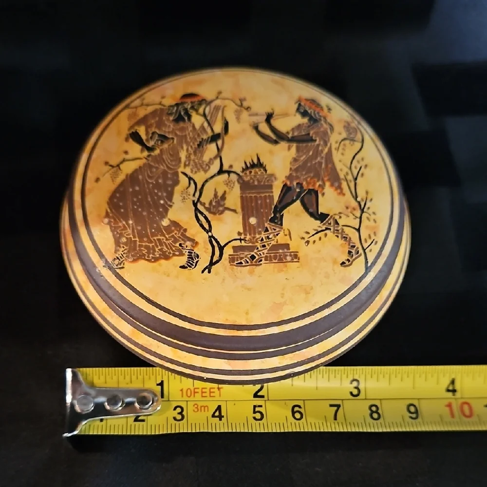 Handcrafted and Painted Greek Jewelry/Trinket Box Depicting Mythological Figures